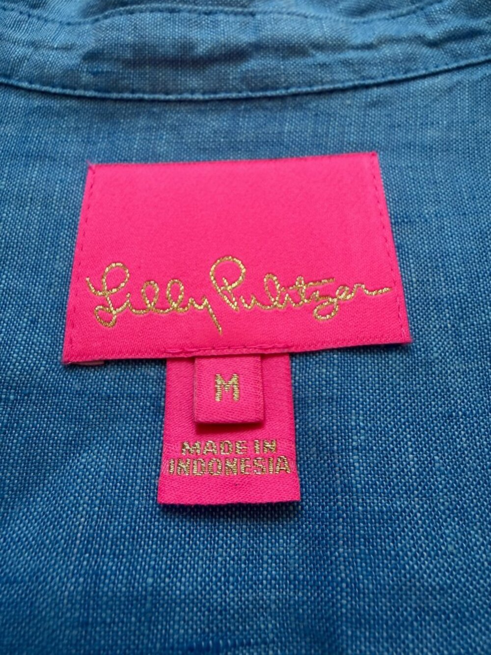 LILLY PULITZER Blue Linley 100% Linen Ruffled Button-Down Coverup Tunic Size M - Picture 4 of 10